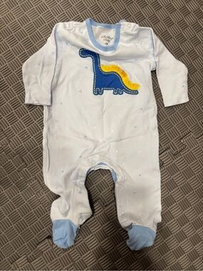 Sterling Baby Light Blue Dinosaur Footed One-Piece 6M